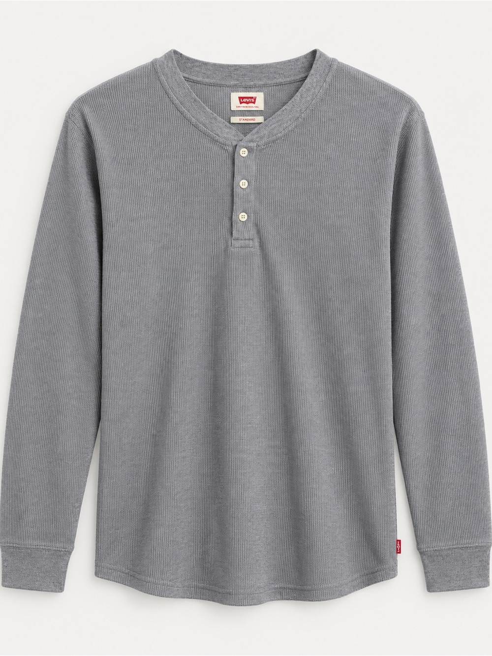 Levi’s Men’s 3XL Gray Waffle Knit Henley Long Sleeve Shirt Standard Fit